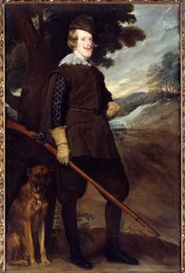 صورة لفيليب الرابع (1605-1665) ، ملك إسبانيا يرتدي بدلة صيد وهو يبلغ من العمر 30 عامًا. لوحة دييغو رودريغيز دي سيلفا إي فيلاسكيز (1599-1660) بواسطة دييجو فيلاسكيز