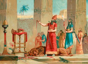 Ashurbanipal تقدم الأسود في التضحية