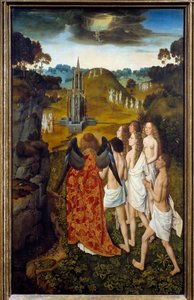 Le chemin du ciel أو صعود المختارين الرسم على الخشب بواسطة Dirck (Dieric، Dirk) Bouts le Vieux (the Elder) (1410-1475) 1450 Sun. 1.15x0.7 م ليل ، متحف الفنون الجميلة