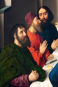 كنيسة الرعية (كنيسة أبرشية القديس بطرس). لوحة. العشاء الأخير. ديرك بوتس. 1464-1468. التفاصيل. لوحة مركزية. بواسطة ديرك بوتس