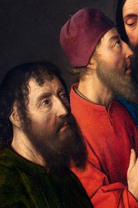 كنيسة الرعية (كنيسة أبرشية القديس بطرس). لوحة. العشاء الأخير. ديرك بوتس. 1464-1468. التفاصيل. لوحة مركزية. بواسطة ديرك بوتس