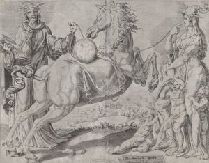 المعرفة الحمقاء والحب الأحمق في محاولة لكبح جماح العالم ، من العمل غير المقيد ... ، 1550. بواسطة ديرك فولكرتسين كورنهيرت