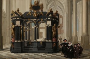 Eine Family am Grab des Prinzen William I. in der Nieuwe Kerk، Delft. 1645 بواسطة ديرك فان ديلين