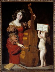 القديسة سيسيل مع ملاك يحمل علامة. دومينيكو زامبيري دي دومينيكوين (1581-1641) إي سي. إيتال.