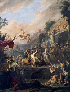 Martyrdom of Saint Lawrence, painting by Domenico Gargiulo called Micco Spadaro (1609 or 1610-ca 1675), Italy