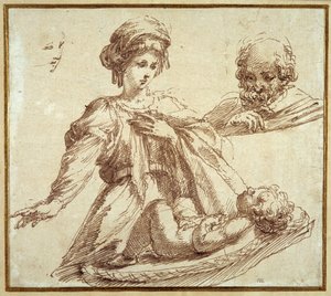 The Holy Family (pen & ink on paper) بواسطة دومينيكو كامبانيولا