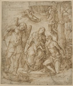 العذراء والطفل مع القديسين مايكل وجيروم ، c.1520-25 بواسطة دومينيكو كامبانيولا