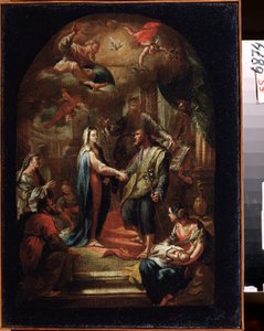 "زواج العذراء" (زواج مريم ويوسف) لوحة رسمها دومينيكو كورفي (1721-1803) متحف الدولة للفنون في القرن الثامن عشر ، تولا ، روسيا
