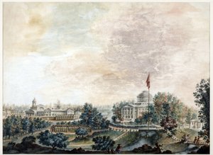 قصر بافلوسك (1782-1786) - قصر بافلوفسك - دومينيكو فيليس لاموني (1745-1830). لوحة مائية ولون أبيض على ورق ، بعد عام 1786. متحف الدولة لتاريخ سانت بطرسبرغ