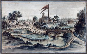 منظر لمتنزه بافلوفسك مع مستشفى سانت ماري ماجدالين ، c.1783 (مرحاض على ورق)