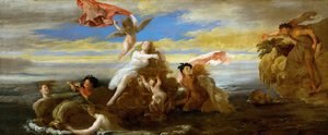 الباروك: Galatee (Galathee) et Polypheme - Galatea و Polyphemus par Fetti ، Domenico (1588 / 90-1623) ، ج. 1621. زيت على خشب ، 41.5x96.4. متحف تاريخ الفن ، فيين