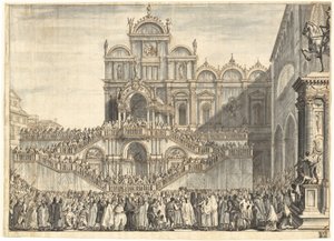 تم تزيين Campo San Zanipolo لزيارة بيوس السادس بواسطة دومينيكو فوساتي