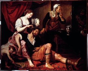 شمشون ودليلة (شمشون ودليلة) لوحة لدومينيكو فياسيلا ديت إل سارزانا (1589-1669) جينات القرن السابع عشر ، متحف سترادا نوفا (قصر بيانكو سابقًا)