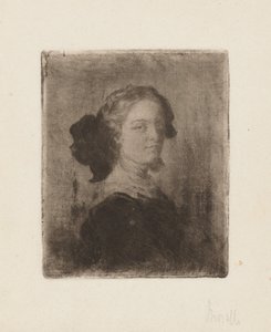 شابة في شعرها بفيونكة بواسطة Domenico Morelli
