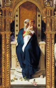 Tryptych of Madonna of Roses, by Domenico Morelli (1823-1901), Detail, Chapel of Saint Augustine, Castle of Corigliano Calabro, Calabria, Italy