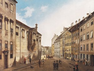 Residenzstrasse مقابل Max-Joseph-Platz في عام 1826 بواسطة دومينيكو كواجليو الأصغر