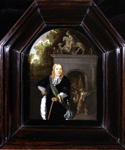 صورة الكابتن جاكوبوس فان دير بورغ واقفا أمام Doeler Poort ، ليدن بواسطة Dominicus van Tol