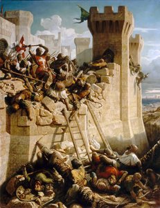 غيوم دي كليرمون يدافع عن الجدران في حصار عكا ، 1291 بواسطة دومينيك بابيتي