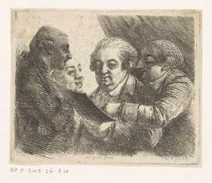 صورة لأربعة أشقاء من عائلة تيريس ، باعة كتب في نابولي Les quatres freres (العنوان على الكائن)
