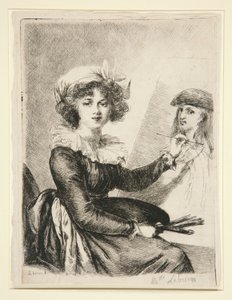 Louise-Elisabeth Vig؟ e-Lebrun ، (Mlle Lebrun) بعد ، وبالعكس ، الصورة الذاتية لعام 1790 في Uffizzi بواسطة دومينيك فيفانت دينون