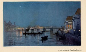Nocturne of Charing Cross ، من The New Lights o 'London' ، نُشر عام 1926 (لون ليثو)