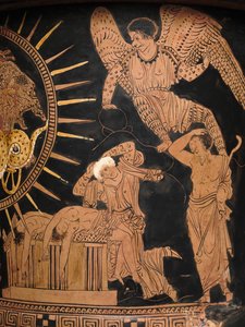 التفاصيل من lekythos ذات الشكل الأحمر بواسطة دوريس