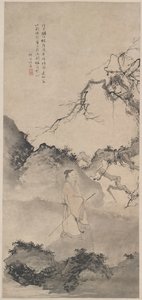 The Poet Lin Bu Wandering in the Moonlight، أواخر القرن الخامس عشر الميلادي. بواسطة أنت جين