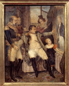 صورة لنابليون الأول (1769-1821) أمام صورة ابنه ملك روما نابليون الثاني (1811-1832) قدمها رفاقه في المنفى في جزيرة سانت هيلين بينتور دي دوبروي (1799-1850) بواسطة دوبرويل