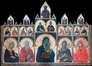 العذراء المقدسة مع المسيح الطفل والقديسين ، c1278-1318 بواسطة دوتشيو دي بونينسينيا
