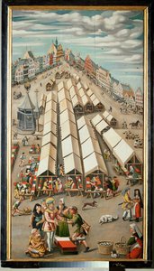 سوق القماش في هيرتوجينبوش، هولندا بواسطة المدرسة الهولندية