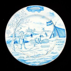 لوحة Delftware تصور شهر ديسمبر (خزف مزجج بالقصدير) بواسطة المدرسة الهولندية