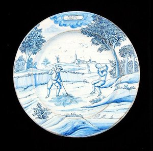 لوحة Delftware تصور شهر يوليو (خزف مزجج بالقصدير) بواسطة المدرسة الهولندية