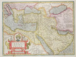 خريطة الإمبراطورية التركية ، من حانة Mercator Atlas. بقلم جودوكس هونديوس (1563-1612) أمستردام ، 1606