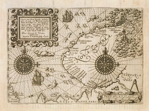 خريطة ليان المكتشفة حديثًا ، من Diary Nauticum ، أو الوصف الحقيقي لثلاث رحلات رائعة ... بقلم جيريت دي فير ، 1598