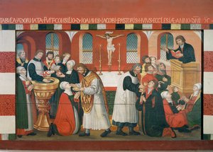 Martin Luther preaching, detail from the altarpiece of the Church of Torslunde