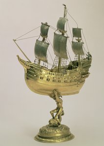 Model Warship، Amsterdam، 1595-96 (الفضة المذهبة) بواسطة المدرسة الهولندية