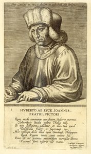 صورة لهوبرت فان إيك (1366-1426) اللوحة 1 من سلسلة من صور الفنانين ، نقشها تيودور جالي (1571-1633) بواسطة المدرسة الهولندية