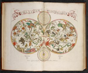 Stellatum Planisphaerium ، كرة مستوية مع علامات زودياك