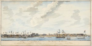 منظر لمدينة باراماريبو وحصن زيلانديا ، 1772 بواسطة المدرسة الهولندية