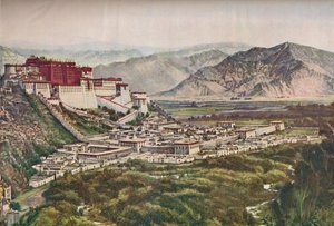 قصر منحدرات Lihasas الحمراء المسورة بشكل مثالي على تلها ، c1935 بواسطة ENA