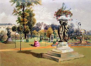 The Terrace Garden، Woburn Abbey، Berkshire، منتصف القرن التاسع عشر بواسطة إي أدفينو بروك