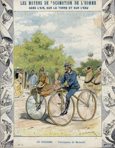 Pierre Michaux و Michaudine velocipedes - من غلاف واقي للكتب المدرسية ، أواخر القرن التاسع عشر - فيلوسيبيدس دواسة (les michaudines) بقلم بيير ميشو (1813-1883) بواسطة إي ليتيلييه
