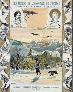 صهاريج النقل - Huns of Attila (حوالي 395-453) - الغزوات البربرية - رسم إيضاحي لـ E Letellier - يحمي دفتر الملاحظات التاريخي ، أواخر القرن التاسع عشر - بواسطة إي ليتيلييه