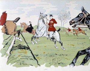Horse-riding obstacle race - drawing by Thelem