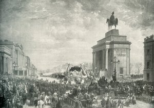جنازة دوق ويلينجتون يمر عبر أبسلي هاوس ، 18 نوفمبر 1852 ، c1897