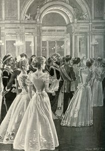استقبال الدولة في قصر باكنغهام: مدخل أمير وأميرة ويلز ، c1897