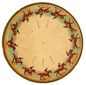 قرص zoopraxiscope يُظهر حصانًا يجري ، 1893 بواسطة ايدويرد مويبريدج