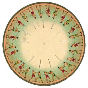 قرص zoopraxiscope يظهر الملاكمة للرجال ، 1893 بواسطة ايدويرد مويبريدج