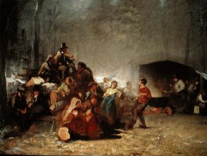 The Party in the Maple Sugar Camp، c.1861-66 (زيت على قماش) بواسطة ايستمان جونسون