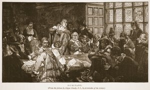 المتشددون ، رسم توضيحي من "كنيسة إنجلترا: تاريخ للشعب" بقلم HDM Spence-Jones ، حانة. ج .1910 (صورة بني داكن) بواسطة إدغار بندي